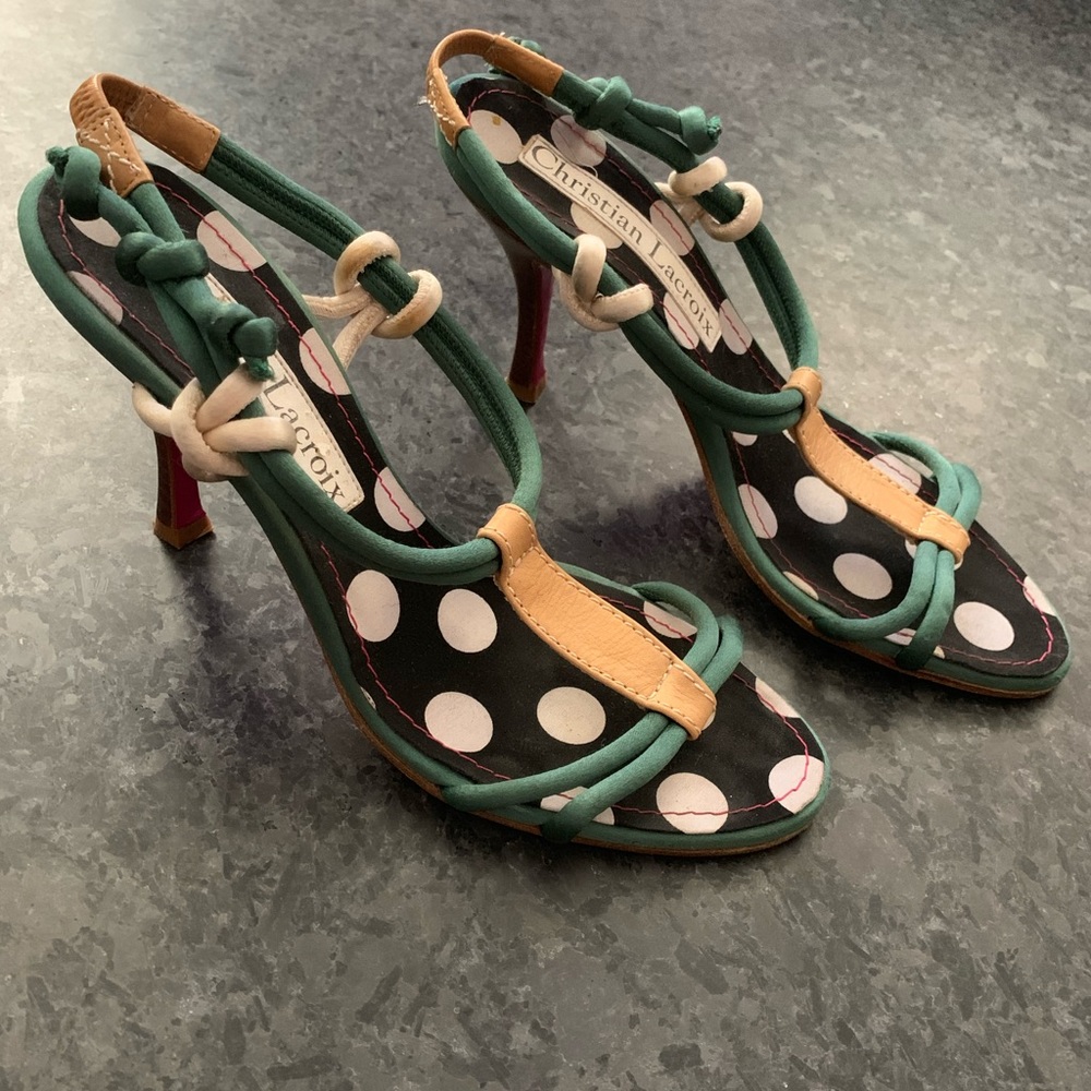 Christian LaCroix green and tan heels - Size 36.5 - EUC